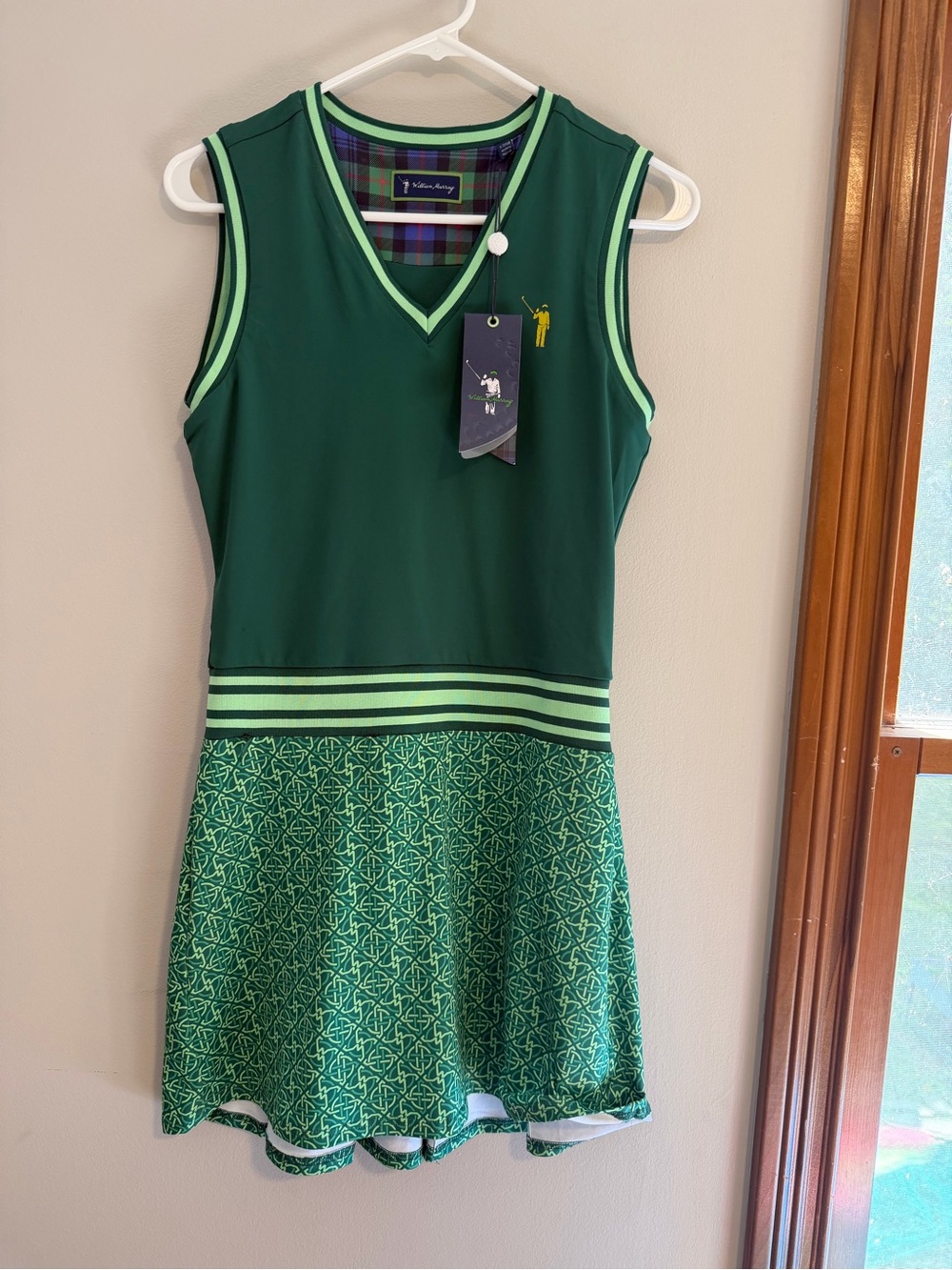 William Murray Golf Green Athletic Sleeveless Dress with Lime Trim